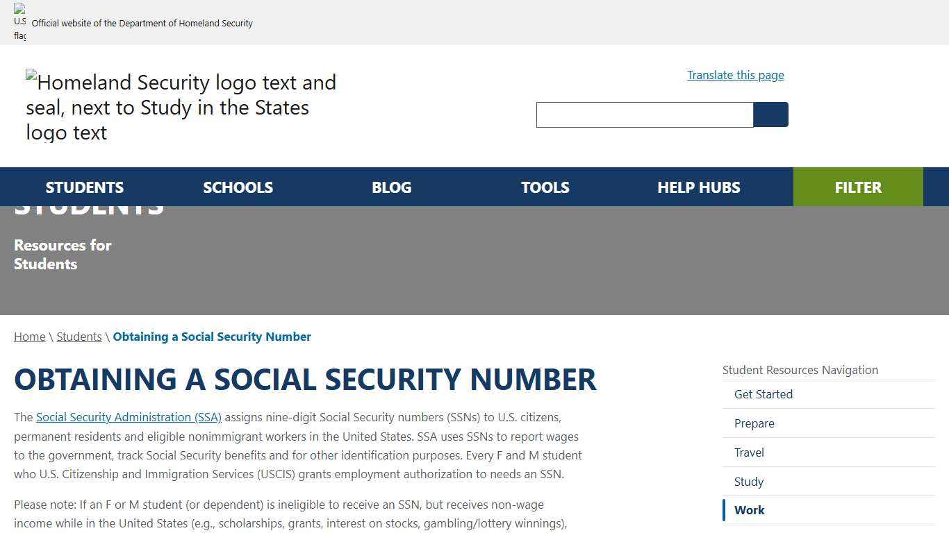 Obtaining a Social Security Number Study in the States
