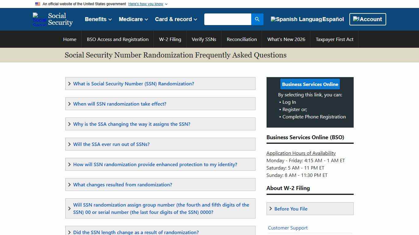 Social Security Number Randomization Frequently Asked Questions